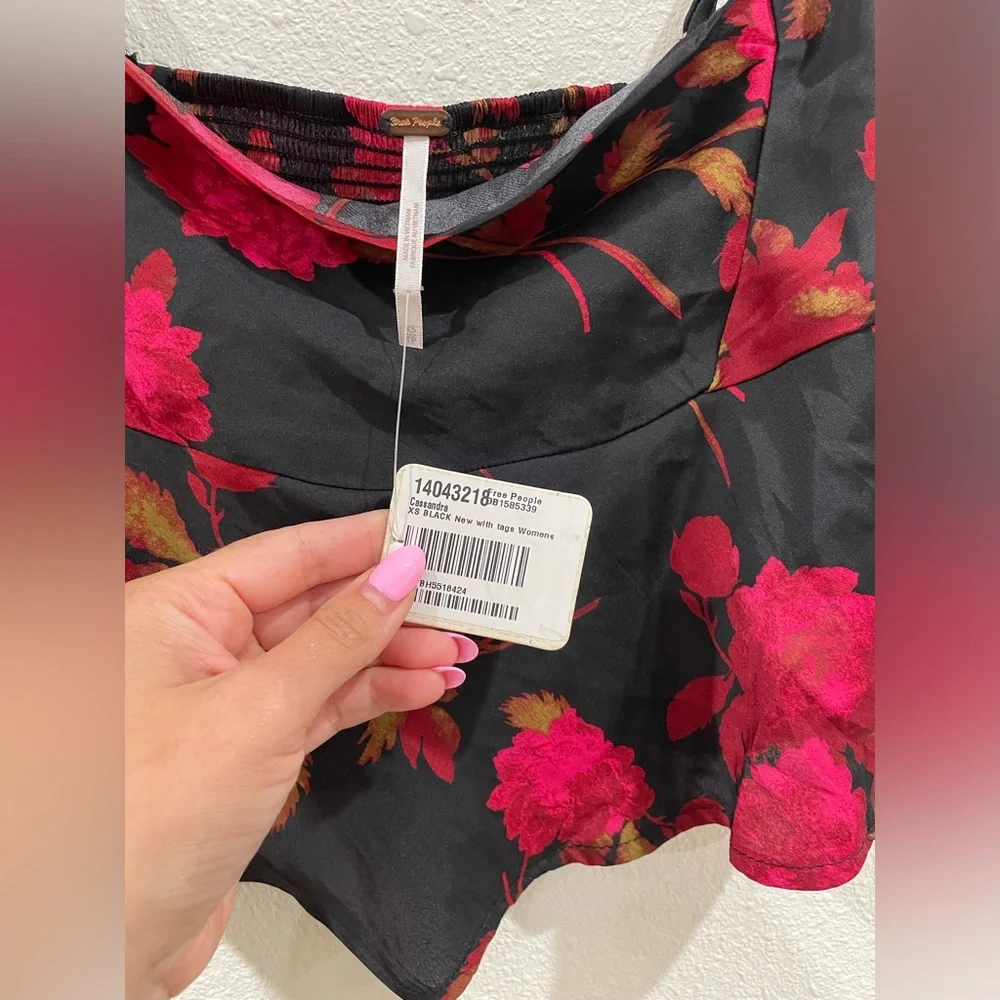 NWT Free People Cassandra Floral Red and Black Top Whimsigoth XS